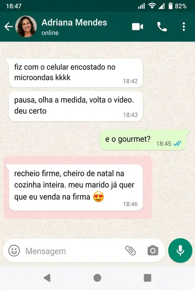 Print de conversa no WhatsApp da aluna Adriana