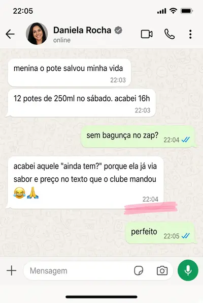Print de conversa no WhatsApp da aluna Daniela
